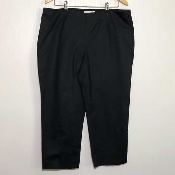 Chicos Pants Womens 14 Large 2.5 Black Capri Flat Front Stretch Cotton Side Zip - Picture 1 of 8